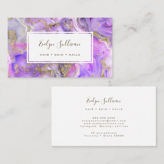 waterverf goudglitter visitekaartje (Voorkant / Achterkant)