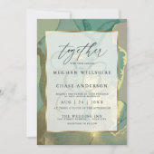 Waterverf goudkleurige en halfwitte alcoholinkt kaart (Voorkant)