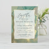 Waterverf goudkleurige en halfwitte alcoholinkt kaart (Staand voorkant)