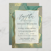 Waterverf goudkleurige en halfwitte alcoholinkt kaart (Voorkant / Achterkant)