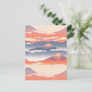 Waterverf Goudkleurige Lucht met Besneeuwde Bergen Briefkaart