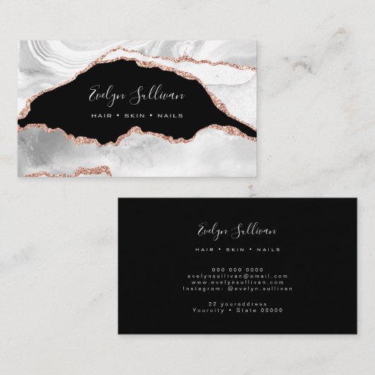 waterverf goudmager, wit en roos visitekaartje (Voorkant / Achterkant)