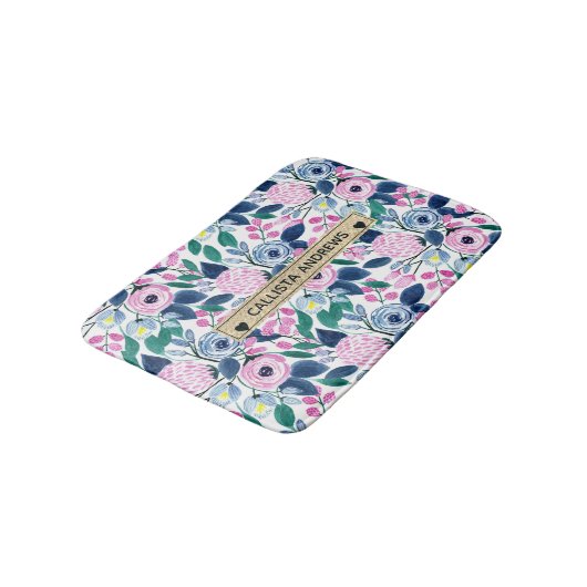 Waterverf goudmonogram goudbruine marinevloeren badmat (Gekanteld)