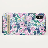 Waterverf goudmonogram goudbruine marinevloeren Case-Mate iPhone case (Achterkant (horizontaal))