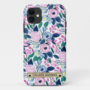 Waterverf goudmonogram goudbruine marinevloeren Case-Mate iPhone case