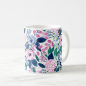 Waterverf goudmonogram goudbruine marinevloeren koffiemok (Voorkant rechts)