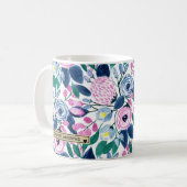 Waterverf goudmonogram goudbruine marinevloeren koffiemok (Voorkant links)