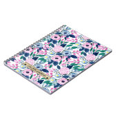 Waterverf goudmonogram goudbruine marinevloeren notitieboek (Linkerzijde)