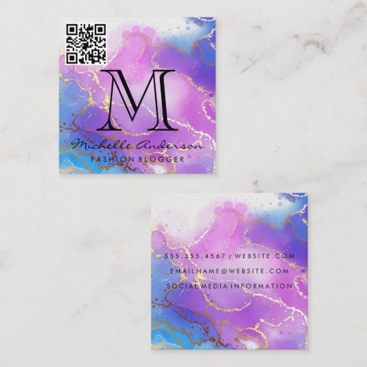 Waterverf | Goudolie | QR-scan Vierkante Visitekaartje (Voorkant / Achterkant)