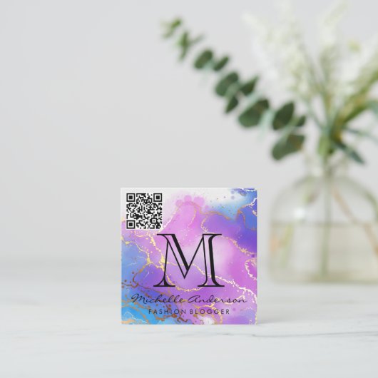 Waterverf | Goudolie | QR-scan Vierkante Visitekaartje (Staand voorkant)