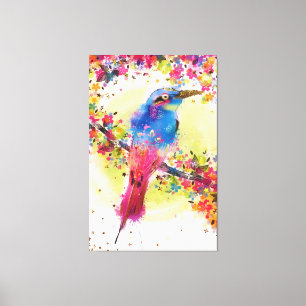 Waterverf goudvederbloem canvas afdruk