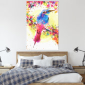 Waterverf goudvederbloem canvas afdruk (Insitu (Slaapkamer))