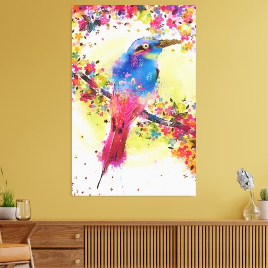 Waterverf goudvederbloem canvas afdruk (Insitu (Woonkamer))