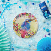 Waterverf goudvederbloem papieren bordje (Feest)