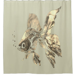 Waterverf goudvis aquariumvis douchegordijn