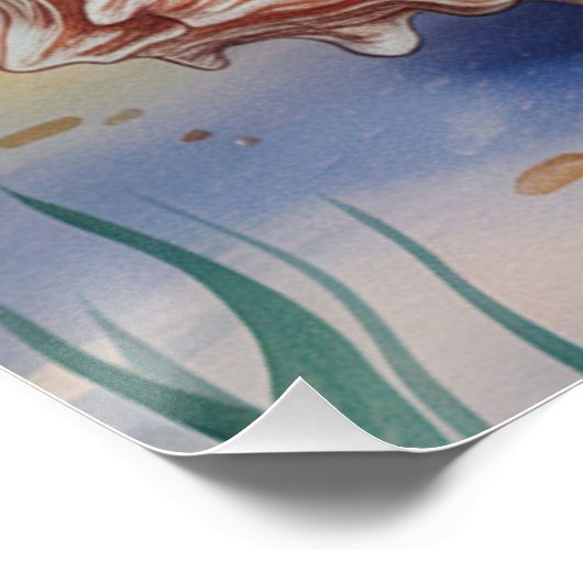 Waterverf goudvis in koraalschelp perfect poster (Hoek)