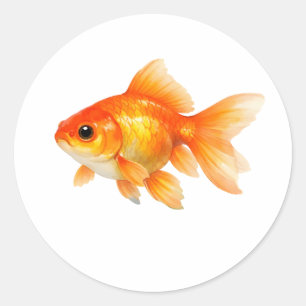 Waterverf Goudvis Ronde Sticker