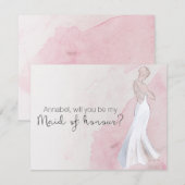 Waterverf Gown: "Wil je mijn bruidsmeisje zijn?" Kaart (Voorkant / Achterkant)