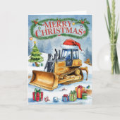 Waterverf graafmachine bouw kerst Kaart (Voorkant)