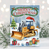 Waterverf graafmachine bouw kerst Kaart