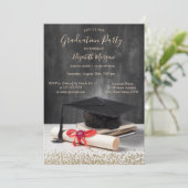 Waterverf Grad Cap,Diploma Diamanten Afstuderen Kaart (Staand voorkant)