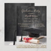 Waterverf Grad Cap,Diploma Diamanten Afstuderen Kaart (Voorkant / Achterkant)