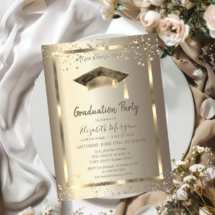 Waterverf Grad Cap Gouden Sterren Champagne Kaart