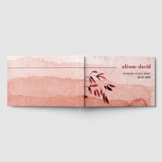 Waterverf gradiënt en tak Japandi bruiloft Gastenboek (Volledig)