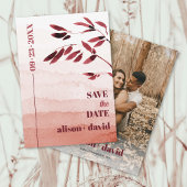 Waterverf gradiënt en tak Japandi foto Save The Date