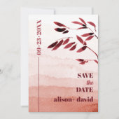 Waterverf gradiënt en tak Japandi foto Save The Date (Voorkant)