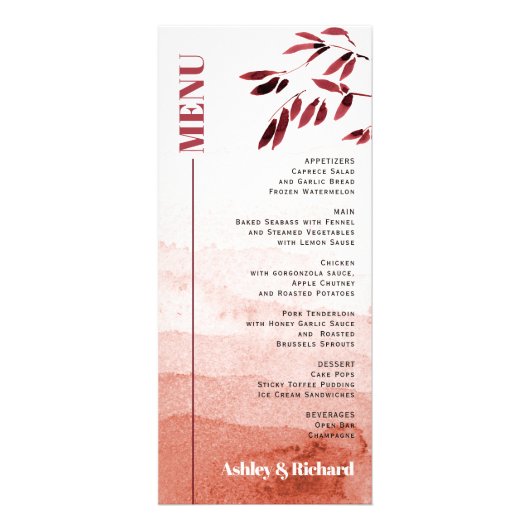 Waterverf gradiënt Japandi bruiloft menukaart Reclamekaart (Voorkant)