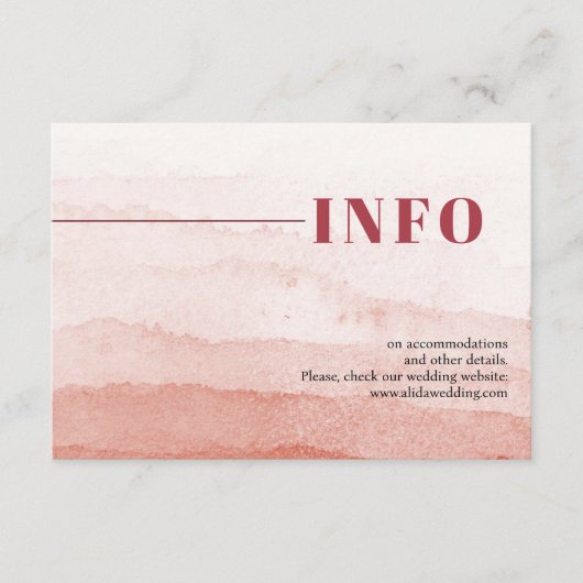Waterverf gradiënt minimalistische Japandi bruilof Informatiekaartje (Voorkant)