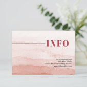 Waterverf gradiënt minimalistische Japandi bruilof Informatiekaartje (Staand voorkant)