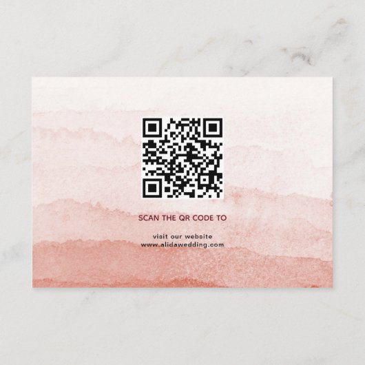 Waterverf gradiënt minimalistische Japandi bruilof Informatiekaartje (Achterkant)