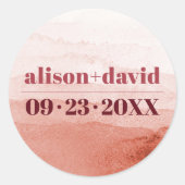 Waterverf gradiënt minimalistische Japandi bruilof Ronde Sticker (Voorkant)