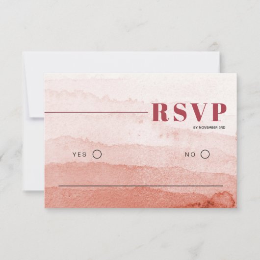 Waterverf gradiënt minimalistische Japandi bruilof RSVP Kaartje (Voorkant)
