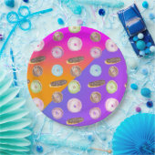 Waterverf gradiënt neon, voorzijde donut papieren bordje (Feest)