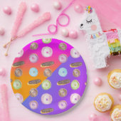 Waterverf gradiënt neon, voorzijde donut papieren bordje (Feest)