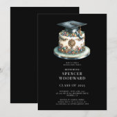 Waterverf Graduation Cap & Cake Graduation Party Kaart (Voorkant / Achterkant)