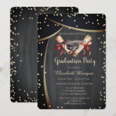 Waterverf Graduation Cap, Diamonds Black Kaart (Voorkant / Achterkant)