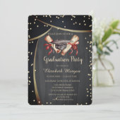 Waterverf Graduation Cap, Diamonds Black Kaart (Staand voorkant)