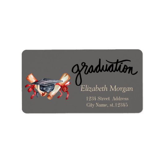 Waterverf Graduation Cap,Diploma Etiket