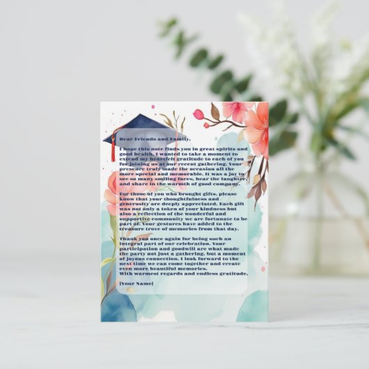 Waterverf Graduation Party Briefkaart (Staand voorkant)