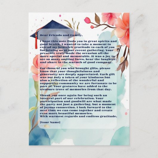 Waterverf Graduation Party Briefkaart (Voorkant)