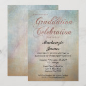 Waterverf Graduation Party Invitation Roos Gold Kaart (Voorkant / Achterkant)