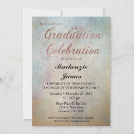 Waterverf Graduation Party Invitation Roos Gold Kaart