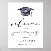 Waterverf Graduation Party Kalligrafie Welkom Poster (Voorkant)
