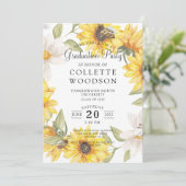 Waterverf Graduation Party Sunflower Greenery I Kaart (Staand voorkant)
