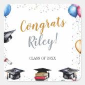 Waterverf Graduation Party Vierkante Sticker (Voorkant)