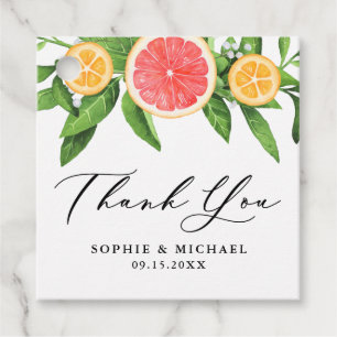 Waterverf Graefruits en Sinaasappels Summer Weddin Bedankjes Labels